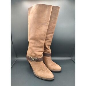 Cole Haan Nike Air Tan Leather Tall Harness Boots Womens 9.5 B D32418 Brazil